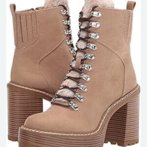 Women's Tan Lace-Up Ankle Boots Madden Girl size 8m